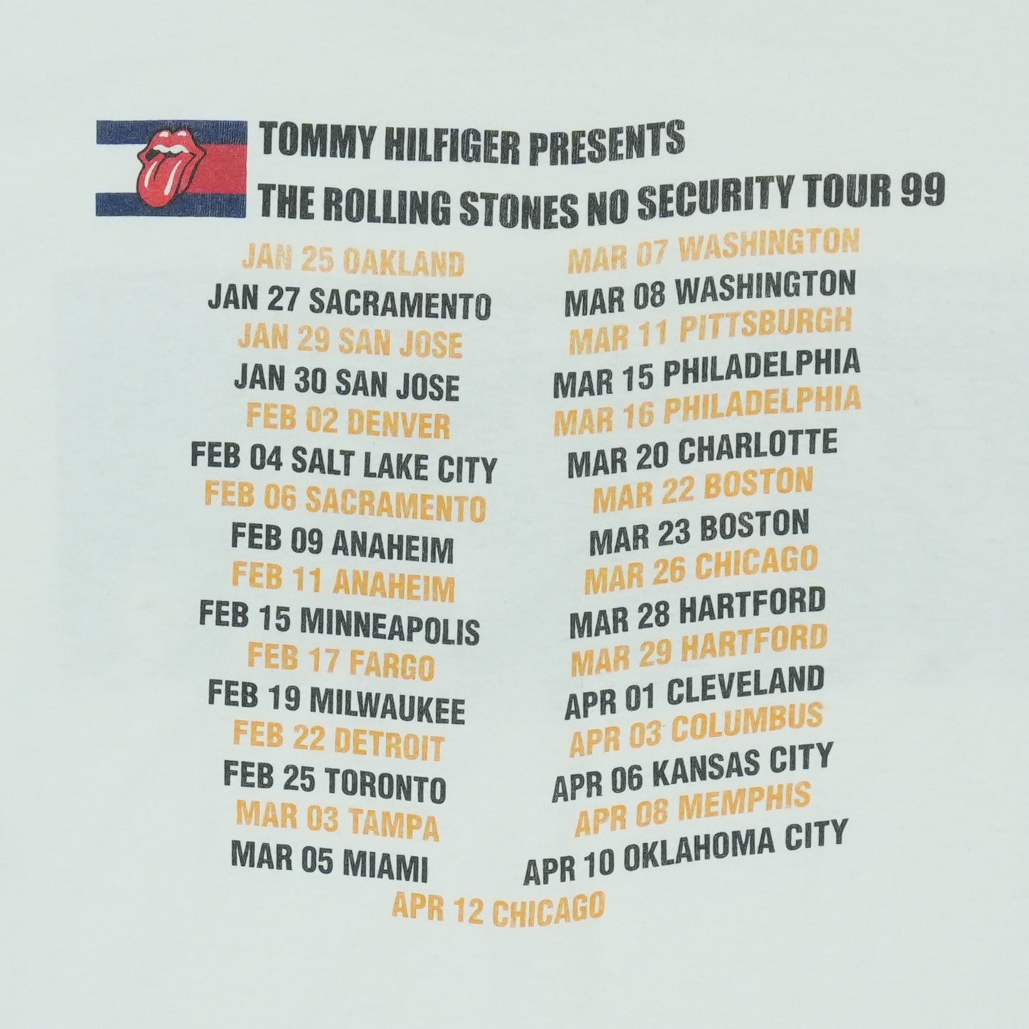 1999 Rolling Stones No Security Tour Shirt