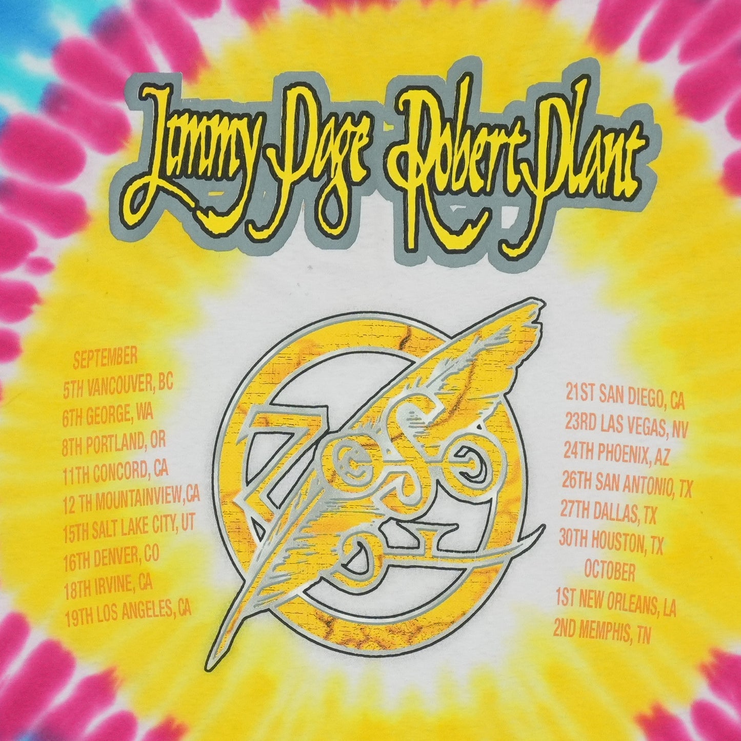 1998 Jimmy Page Robert Plant Tie Dye Tour Shirt