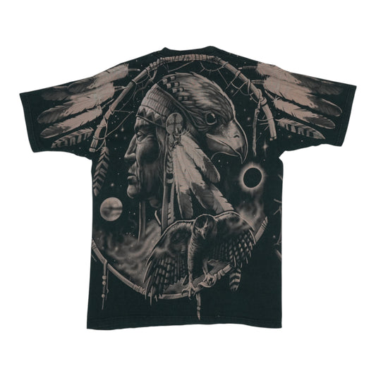 1996 Native American Liquid Blue All Over Print Shirt